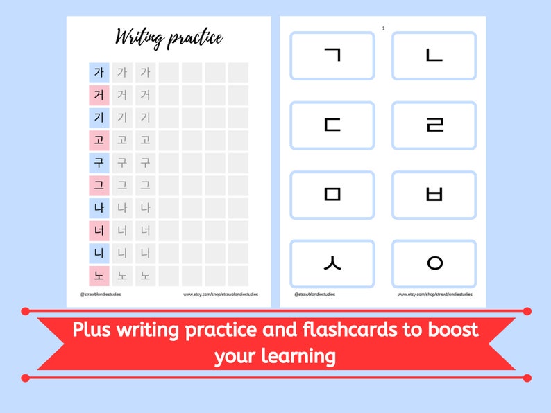Learn Korean Hangul Printable Workbook Learn Korean Writing - Etsy UK