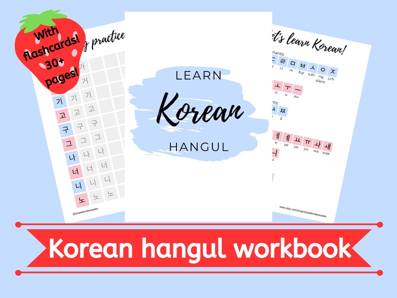 Learn Korean Hangul Printable Workbook Learn Korean Writing - Etsy UK