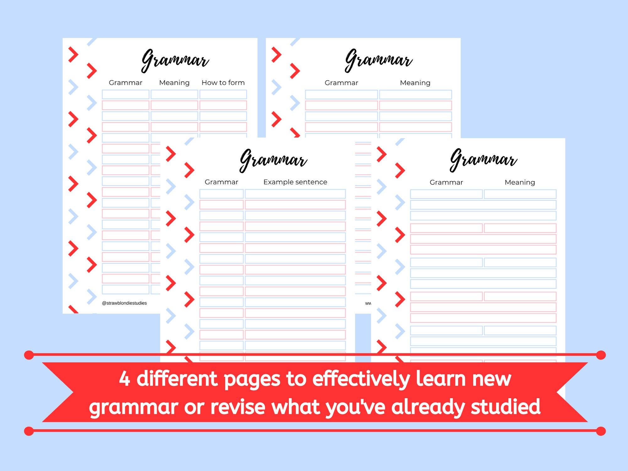 Language Learning Grammar Worksheets, Printable Language Templates ...