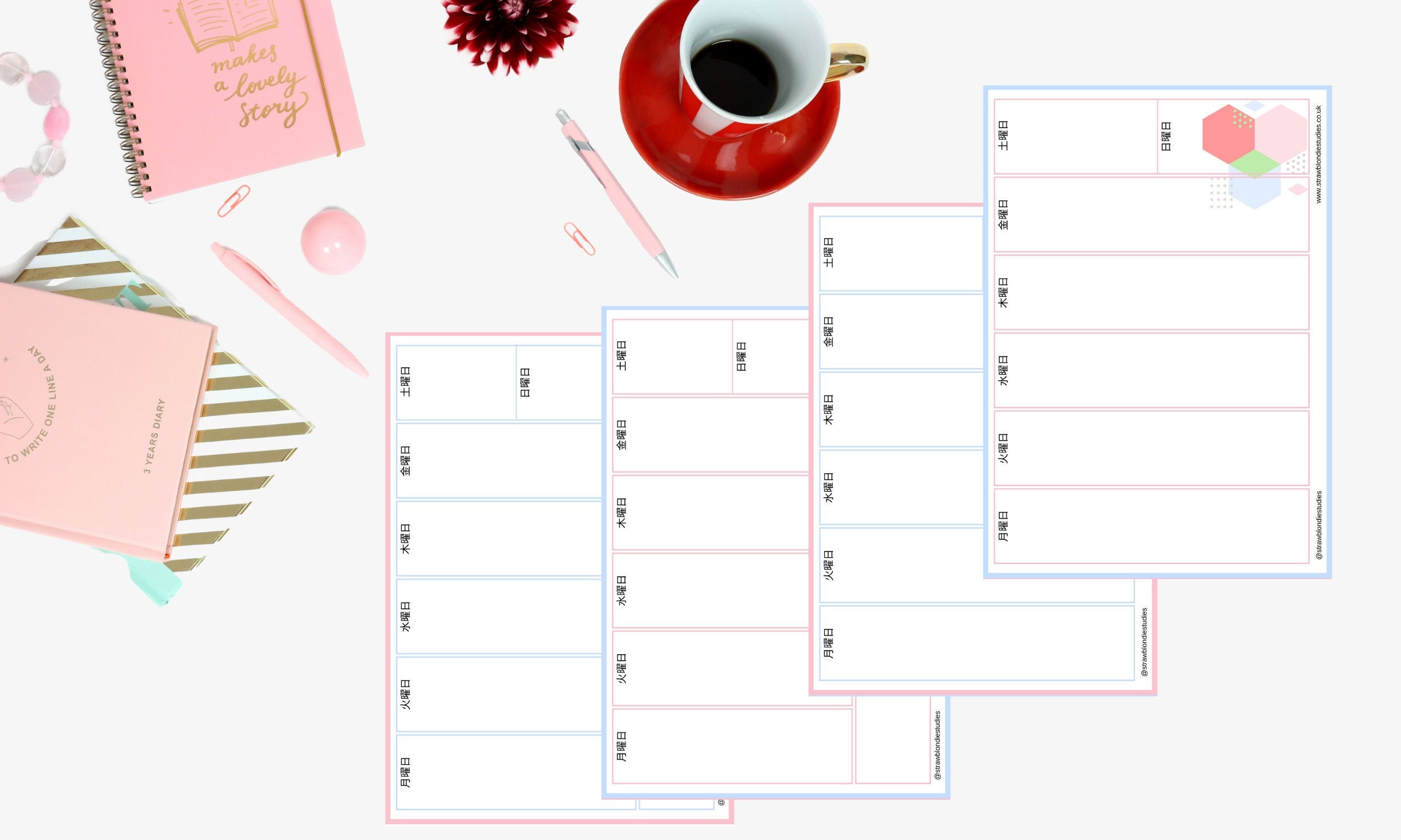 Japanese language planner printable weekly planner Japanese Etsy