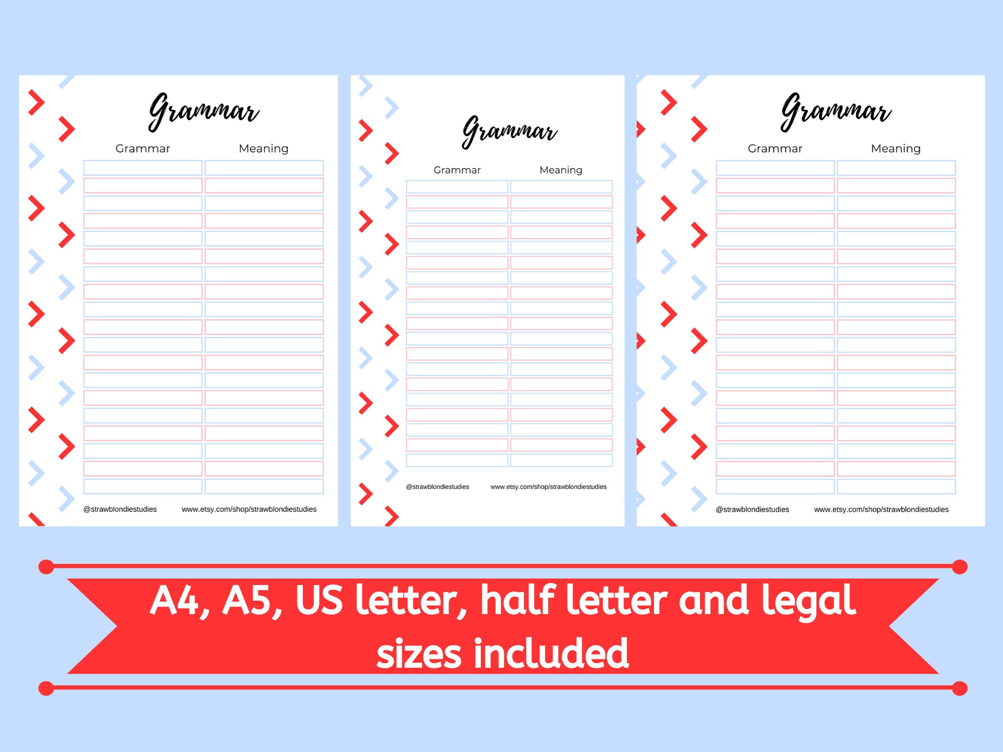 Language Learning Grammar Worksheets, Printable Language Templates ...