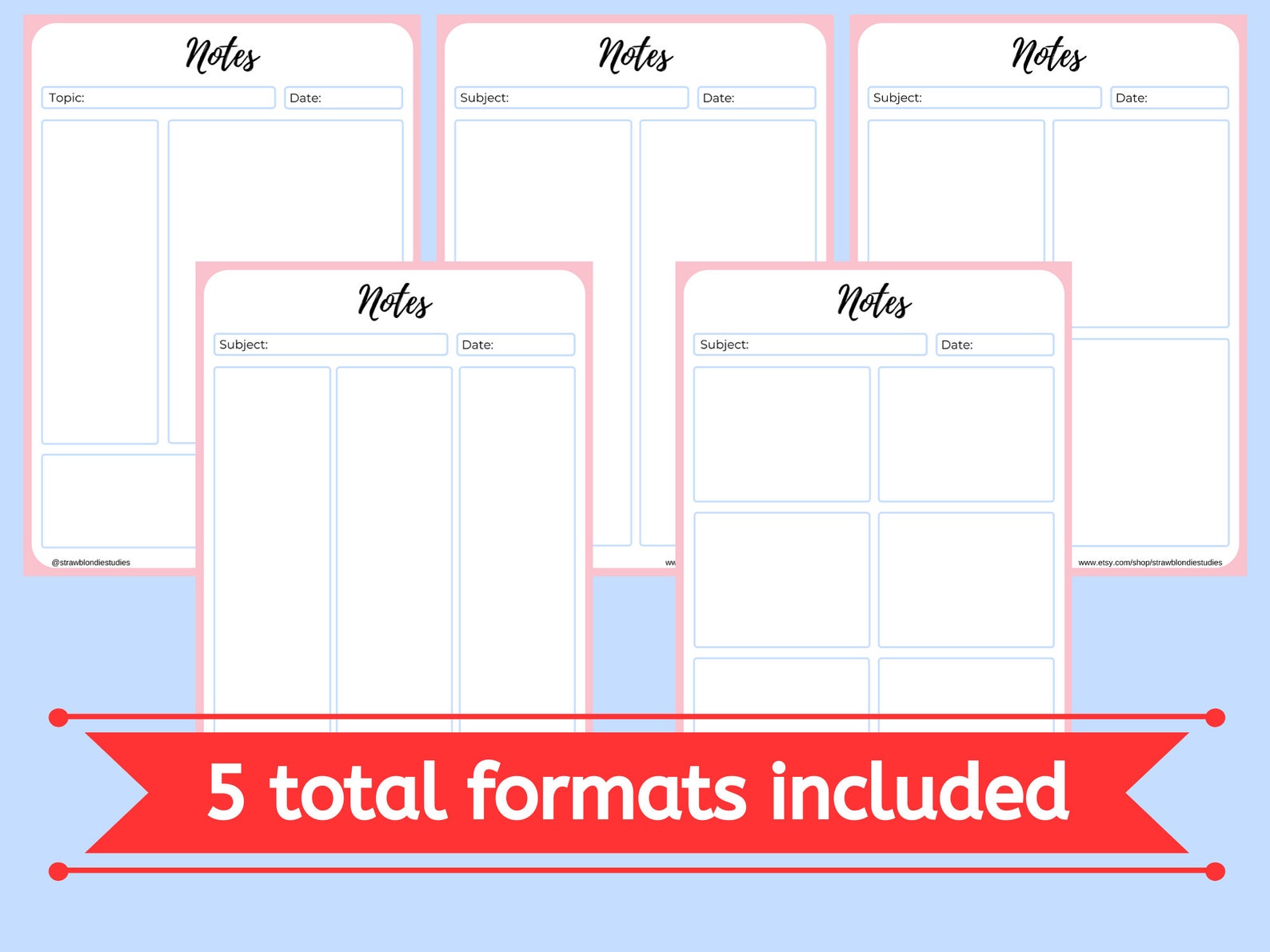 BUNDLE Printable Student Notes Pages Cornell Notes Box - Etsy
