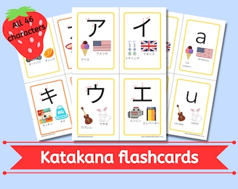 Aprenda tarjetas didácticas katakana japonesas, tarjetas didácticas imprimibles, pdf japonés, aprendizaje del idioma japonés, tarjetas didácticas imprimibles, tarjetas de idiomas