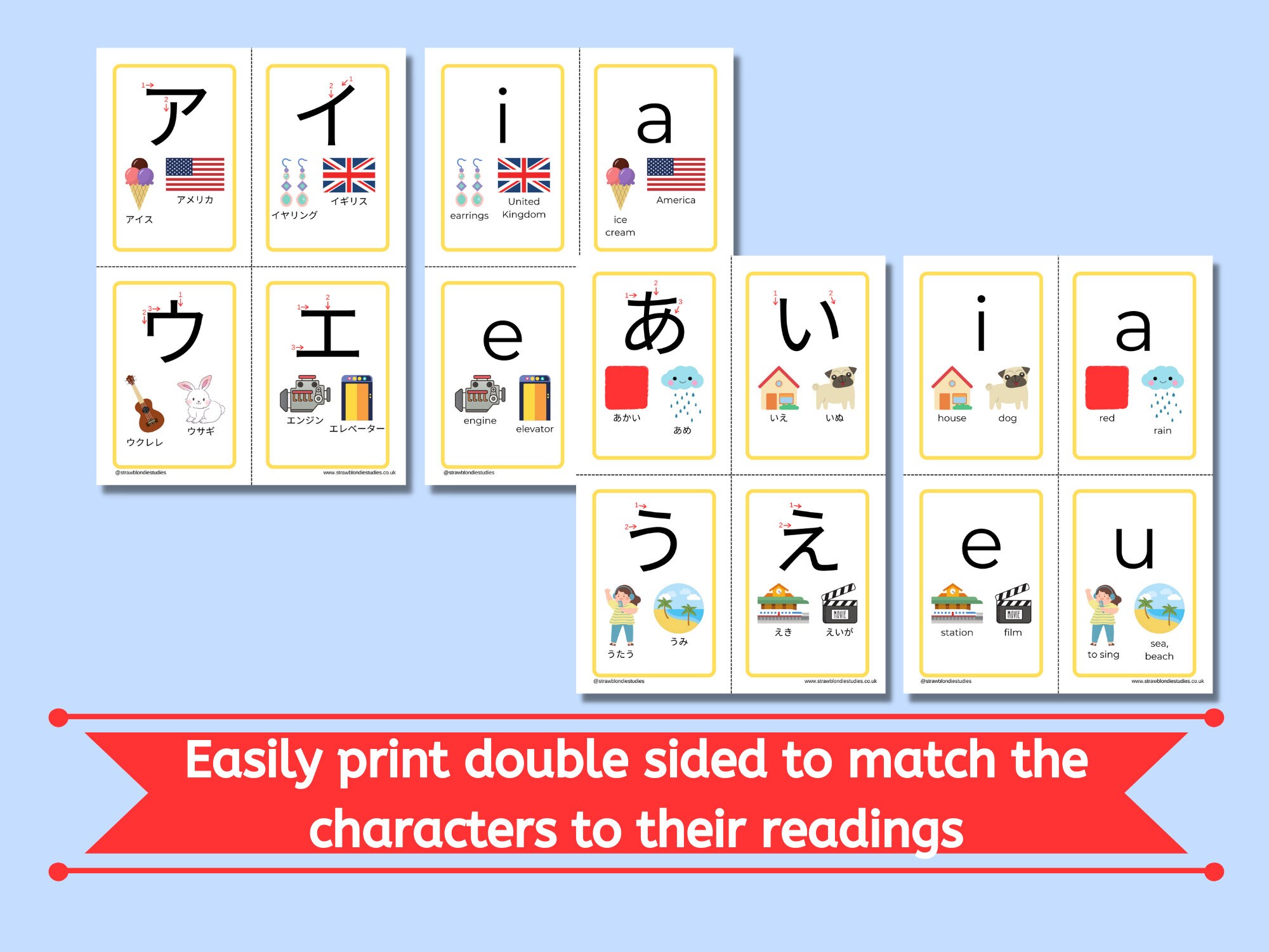Learn Japanese Flashcards, Japanese Hiragana Katakana Chart, Printable ...