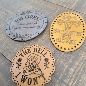 Feminine Rage Patch Set | 3 genuine leather sew on patches
