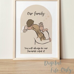 Dzieło sztuki upamiętniające poronienie i aniołka | Rodzina z dzieckiem aniołka i starszą siostrą | Tylko plik cyfrowy | Prezent dla przyjaciela wyrażający współczucie