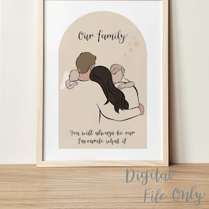 Dzieło sztuki upamiętniające poronienie i aniołka | Rodzina z dzieckiem aniołka i starszym bratem | Tylko plik cyfrowy | Prezent dla przyjaciela wyrażający współczucie