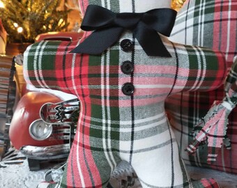 Vestido de campo de granja Stewart Tartan Plaid tejido de algodón Gingerbread boy