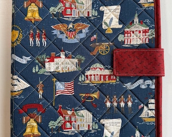 Patriotic Americana Independence fabric by Riley Blake Cross Stitch Project Folder/Folio Quilted Handmade