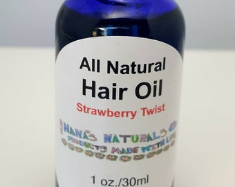 Hair Oil, 1 oz. or 2 oz., Strawberry Twist, Organic Hair Oil, Natural Hair Oil, Hair Growth Oil, Natural Hair Serum