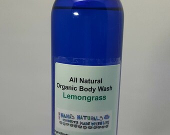 Organic Body Wash-Lemongrass, All Natural Organic Body Wash, Lemongrass Body Wash, Shower Gel, Bubble Bath, Handmade Body Wash, Liquid Soap