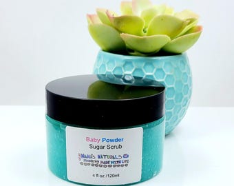 4 oz Baby Powder Fresh Sugar Scrub, All Natural Sugar Scrub, Body Scrub, Exfoliating Sugar Scrub, Bath Scrub, Lip Scrub, Sugar Scrub