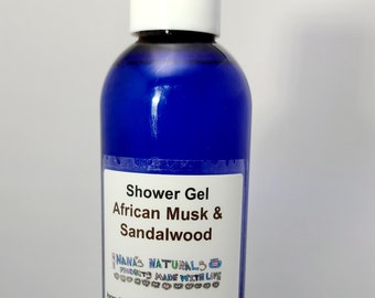 Shower Gel, African Musk & Sandalwood Shower Gel, Body Wash, All Natural Handmade Shower Gel, Liquid Soap