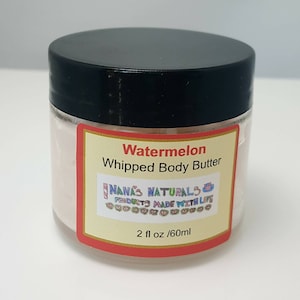 Watermelon Body Butter, 2, 4 or 8 oz, Whipped Body Butter, Natural Body Butter, Whipped Shea Butter, Natural Organic Moisturizer