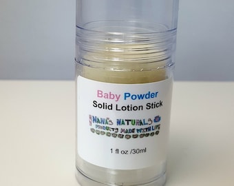 Baby Powder Fresh Solid Lotion Stick, All Natural Solid Lotion Stick, Solid Lotion Bar, Moisturizer, Lotion, 1 oz and 2 oz.