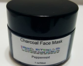 Activated Charcoal Face Mask, Peppermint, 1 oz or 2 oz, Face Mask with Activated Charcoal and Kaolin Clay, All Natural Face Mask