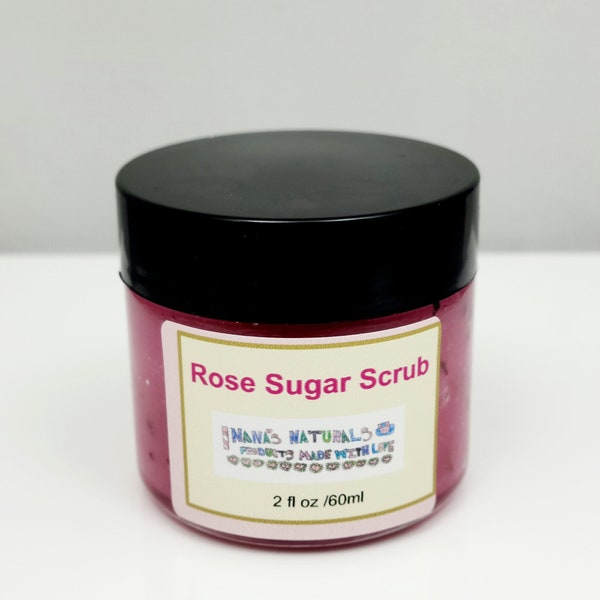 Rose Sugar Scrub, 2 oz and 4 oz, All Natural Sugar Scrub, Body Scrub, Exfoliating Sugar Scrub, Lip Scrub, Sugar Scrub