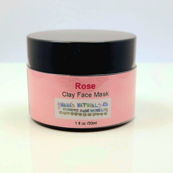 Rose Clay Face Mask, 1 oz or 2 oz, Rose Face Mask with All Natural Rose Clay, All Natural Face Mask