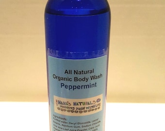 Organic Body Wash-Peppermint, All Natural Organic Body Wash, Peppermint Body Wash, Shower Gel, Bubble Bath, Handmade Body Wash, Liquid Soap