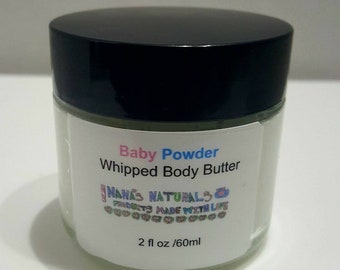 Baby Powder Fresh Whipped Body Butter, Natural Organic Moisturizer, Shea Butter 2, 4 and 8 oz.