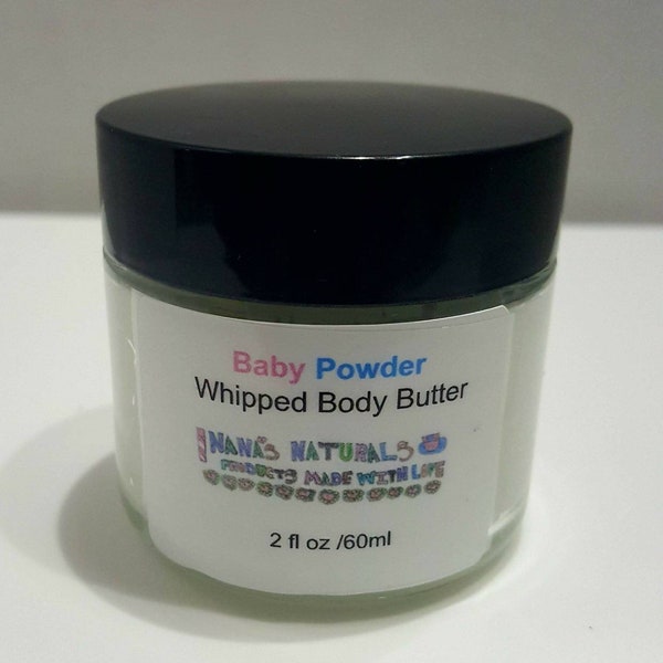 Baby Powder Fresh Whipped Body Butter,Natural Body Butter, Whipped Shea Butter,Natural Organic Moisturizer 2 oz, 4 oz, and 8 oz.