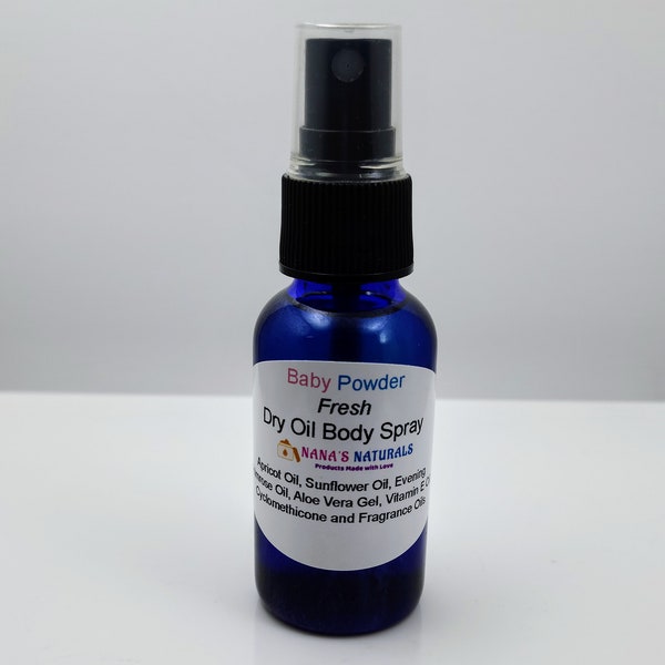 Baby Powder Fresh Dry Oil Body Spray, Natural Body Spray, Moisturizing Body Oil, Handmade Spray Body Oil, Dry Oil Spray, 1 oz