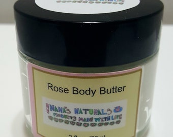 Rose Body Butter, 2, 4 or 8 oz, Rose Whipped Body Butter,  Whipped Body Butter,  Rose Whipped Moisturizer, All Natural Rose Body Butter,