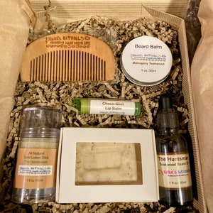 Men's Gift Box, Men's Grooming Gift Box, Men's Gift Set, Beard Oil, Beard Balm, Mens Lotion Stick, Beard Comb, Personalized Gift Box for Men image 9