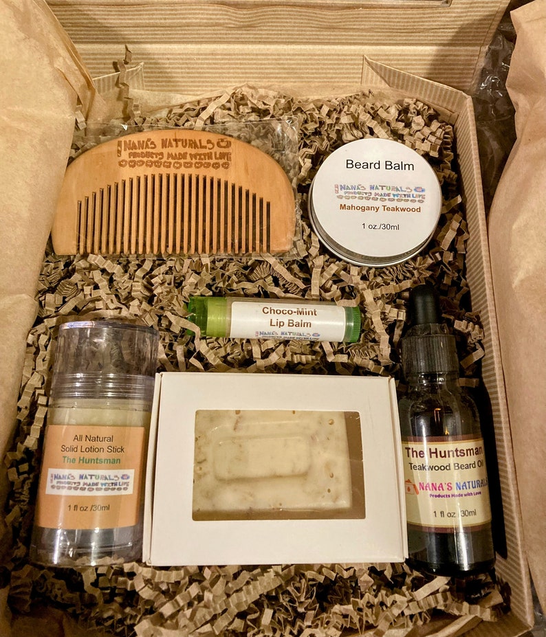 Men's Gift Box, Men's Grooming Gift Box, Men's Gift Set, Beard Oil, Beard Balm, Mens Lotion Stick, Beard Comb, Personalized Gift Box for Men image 9