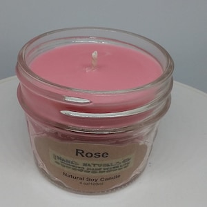 Soy Candle, Rose, Hand-poured All Natural Soy Candle, Scented Soy Candle, Soy Candles Handmade, Soy Candle Jar, Soy Candle Favors
