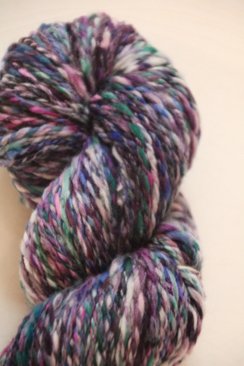 multi coloured yarn. hand spun Merino yarn