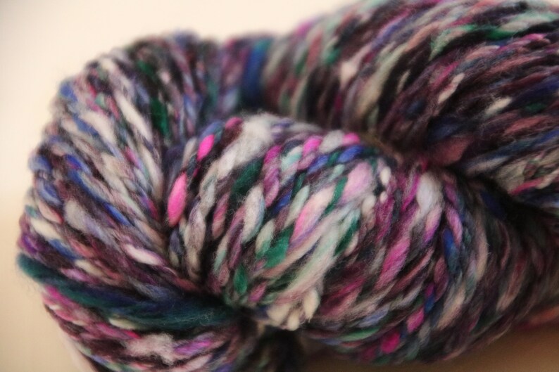 multi coloured yarn. hand spun Merino yarn