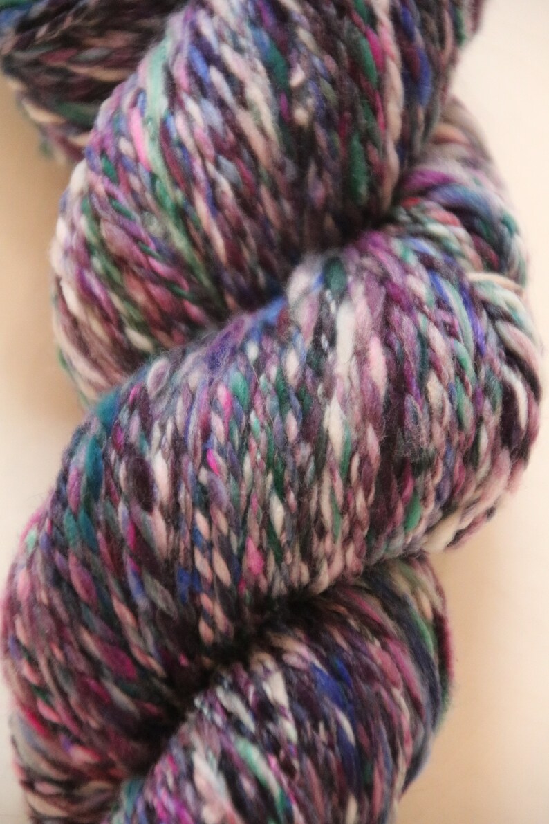 multi coloured yarn. hand spun Merino yarn