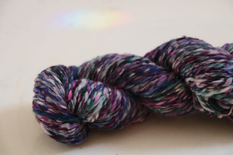 multi coloured yarn. hand spun Merino yarn
