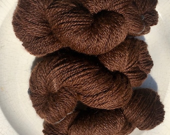 Hand spun Alpaca yarn, dark brown