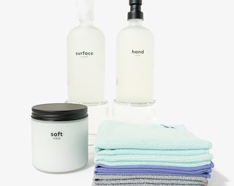 Bathroom Cleaning Kit (Glass Jar) Non-Toxic Natural Cleaner - Eco-Friendly Surface Cleaner | Everneat