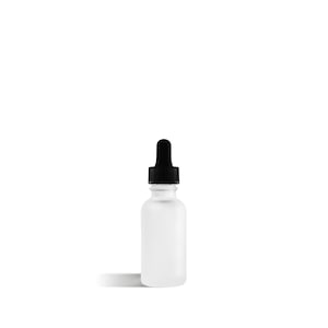 Glass Dropper Bottle: Zero-Waste Reusable Frosted Glass Bottle (1oz) with glass pipette + black dropper
