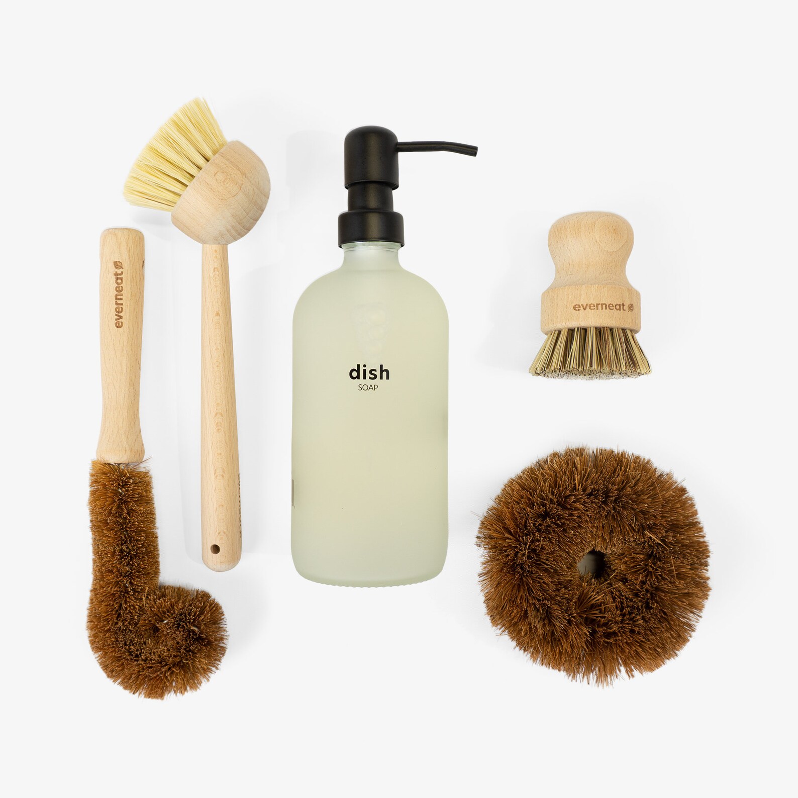 Dish Soap Kit (Glass Bottle + Zero-Waste Brush Bundle)