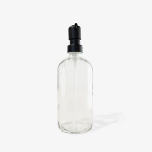 Soap Glass Bottle with Black Pump: Zero-Waste Reusable Flint Glass Bottle (16oz) with metal black matte pump