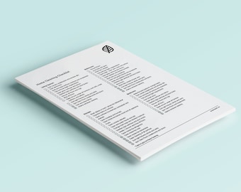 May include: A black and white checklist for home cleaning with a leaf icon in the top corner. The checklist includes categories for living spaces, bathrooms, kitchen, bedrooms, and extras. Each category has a list of cleaning tasks with checkboxes.