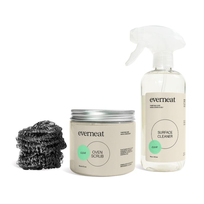 Oven Natural Cleaning Set: Non-toxic Products | Eco-friendly Cleaner | Everneat.co | Professional-grade | Grill & Cooktop (Plastic Jar Set) Clear (Unscented)