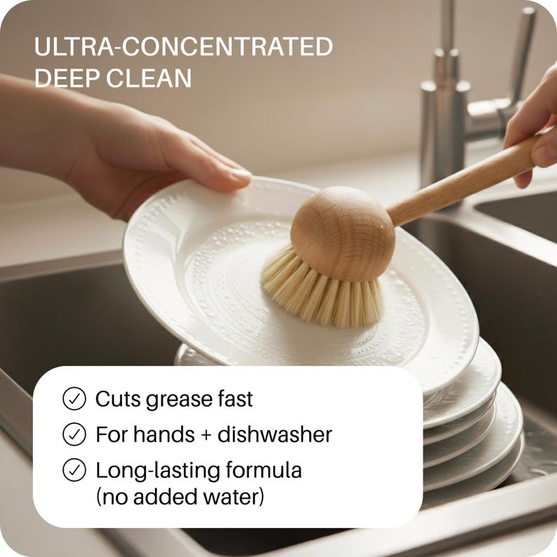 Dish Soap Ultra-Concentrated (4x) powered with the best-in-class Plant-based Ingredients, Enzymes, Vitamin E, and EO (Refills 2 bottles) image 2