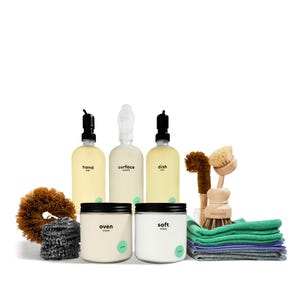 The Kitchen Cleaning Collection (Glass) Non-Toxic Natural Refillable Cleaners powered with Probiotics, Enzymes, and EO | Everneat (16 piece)