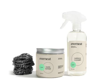オーブン用ナチュラルクリーニングセット：無毒製品 | 環境に優しいクリーナー | Everneat.co | プロ仕様 | グリル＆クックトップ（プラスチックジャーセット）