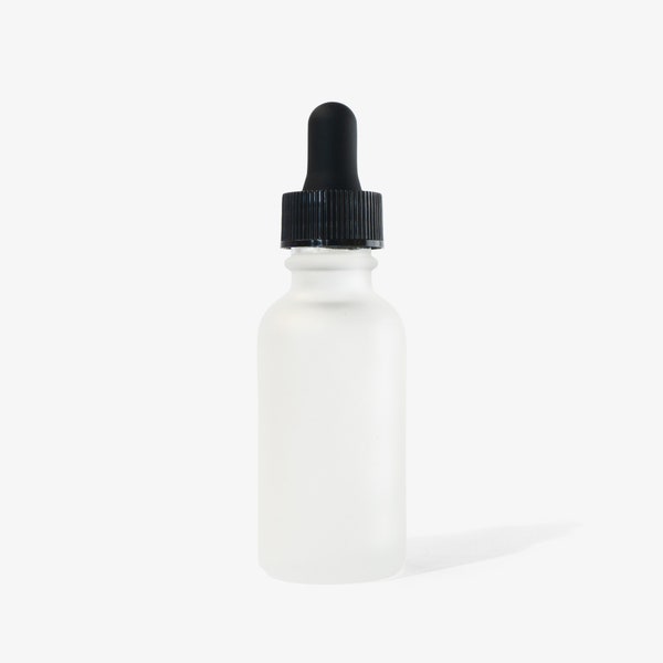 Glass Dropper Bottle: Zero-Waste Reusable Frosted Glass Bottle (1oz) with glass pipette + black dropper