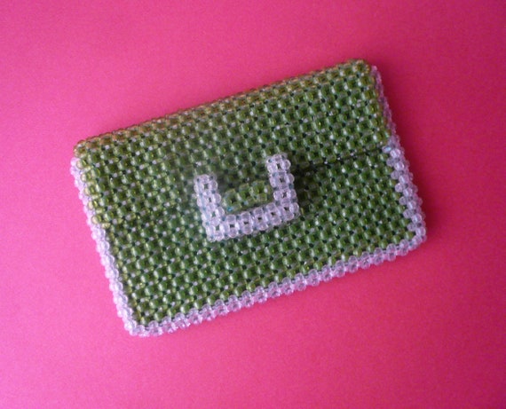 Bright green 1960s plastic bead clutch