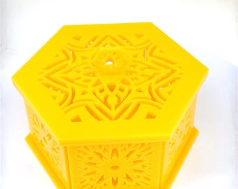 Bright Acrylic Box for Kids – Laser Cut Hexagon Storage with Lid