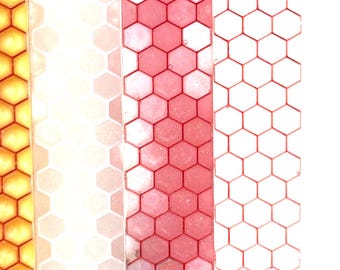 Honeycomb Resin Pen Blanks — Ghost, Orange & Clear Resin with Glitter