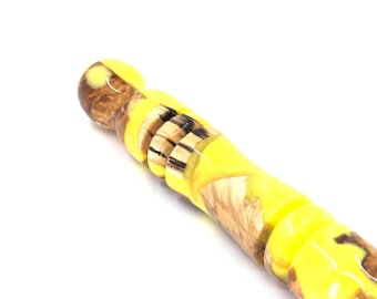 Handmade Diamond Painting Pen | Horse Chestnut & Oak Burl Resin Pen | Yellow Resin Drill Pen | Unique Diamond Art Tool