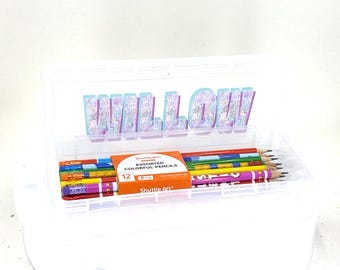 Personalised Clear Pencil Case with Slogan Pencils | Custom Name, Style Options